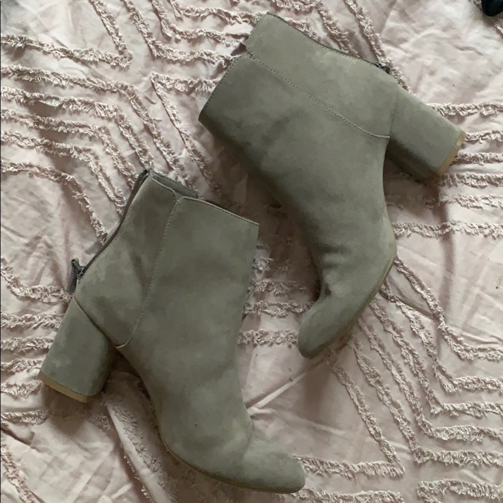 Grey suede booties